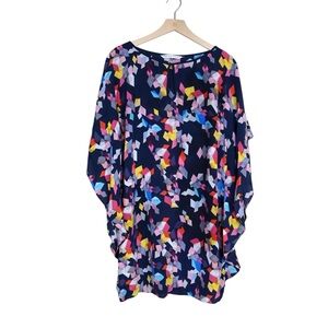 Trina Turk Navy Geometric Multi-Color Tunic